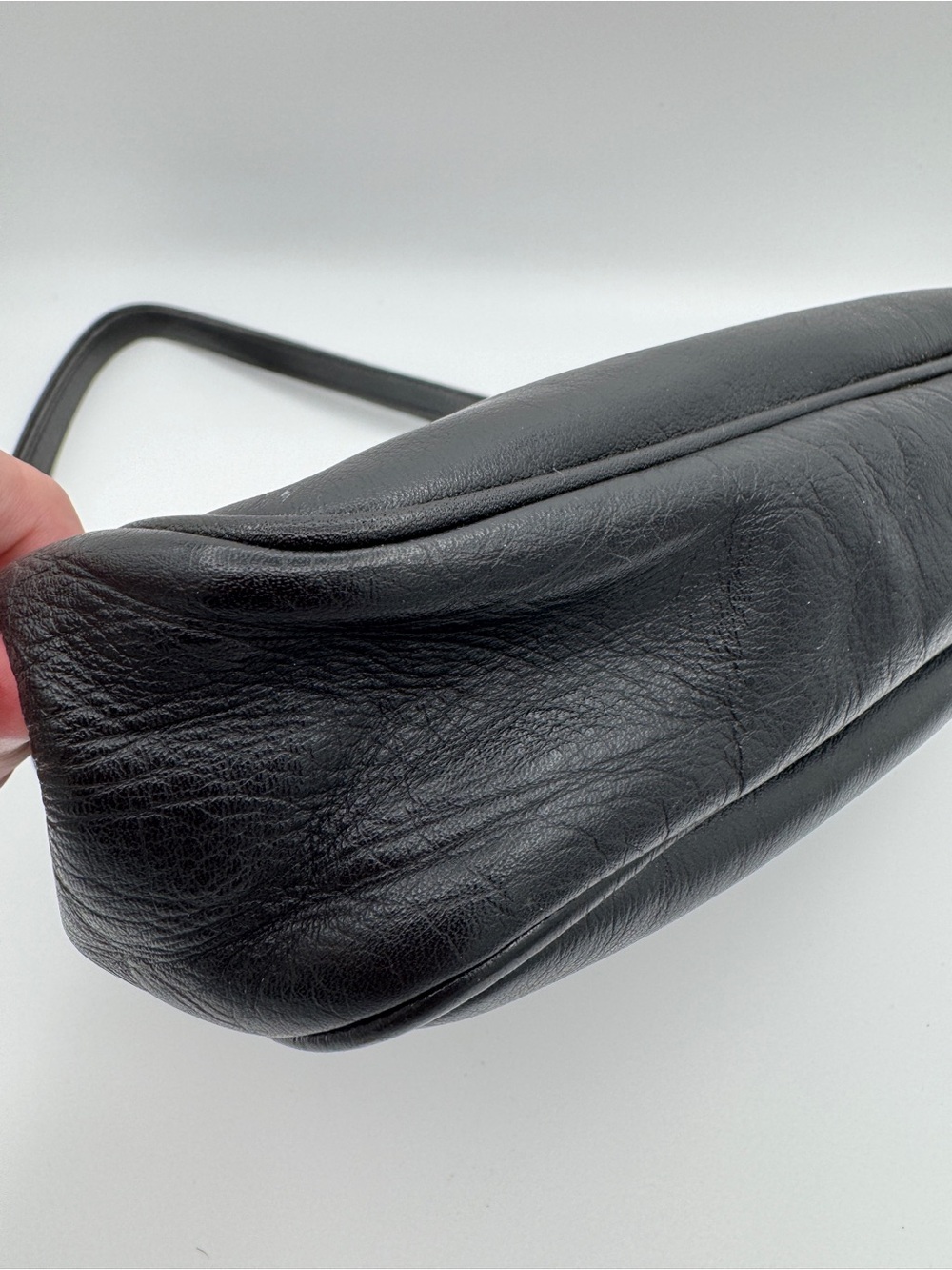 Gold-Pfeil Vintage Black Leather Doctor Style Frame Shoulder Bag Made in Germany - Picture 5 of 11